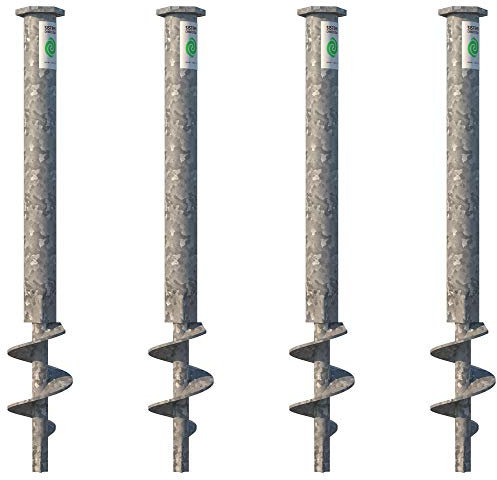 T-BLOCK - Kit professionale di 4 viti di ancoraggio a terra ecologici lunghezza 50 cm Ø 35-17 testa esagonale da 46 mm con punto fisso M12.