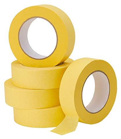Lichamp 5-Pack Automotive Refinish Masking Tape Yellow 36mm x 55m, Cars Vehicles Auto Body Paint Tape, Automotive Painters Tape Bulk Set 1.4-inch x 180-foot x 5 Rolls