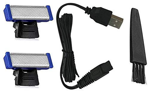 Rasierkopf Ersatz-Ladegerät und Bürste für elektrischen Solo-Rasierer Reinigung Bursh USB-Datenkabel Power Trimmer Solo Head Micro Touches Ersatzladeleitung (2Rasierkopf & Kabel & Pinsel)