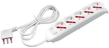 ROSI RS94005 Multipresa Serie Emilia, Bianco, 5 prese schuko biv. 10/16A