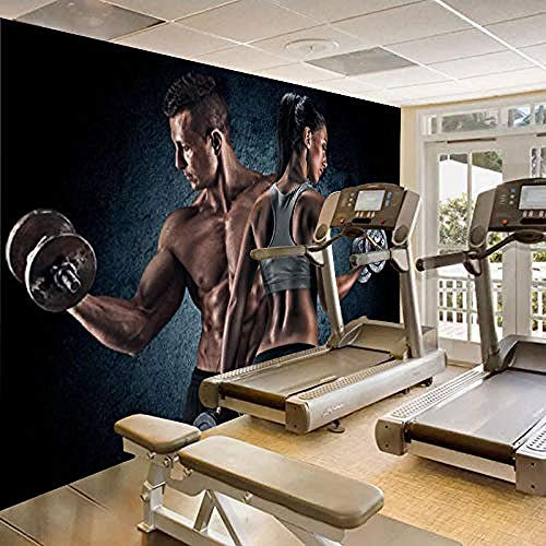 Mode 3D Stereo Gym Hintergrund Muskeln Männer und Frauen Fitness Typ Wandbilder Sportplatz Wallpaper Übungsraum Wan Wanddekoration fototapete 3d Tapete effekt Vlies wandbild Schlafzimmer-300cm×210cm