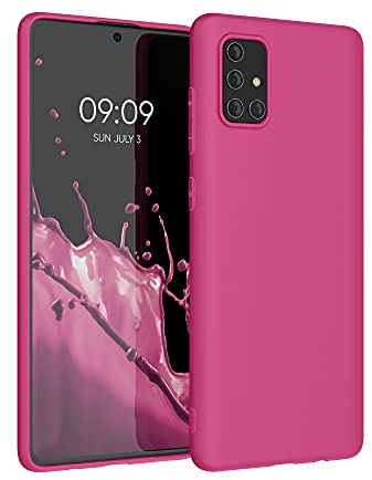 kwmobile Housse Compatible avec Samsung Galaxy A71 Coque - Housse de téléphone Protection Souple en Silicone - Rose Framboise