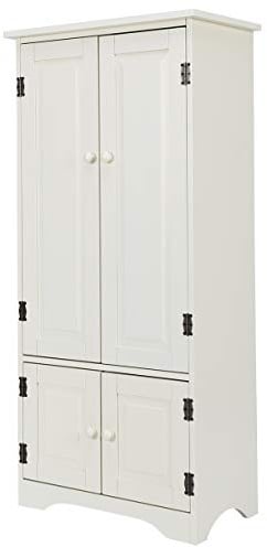 DREAMADE Armoire à 4 Etagères avec Portes pour Enfants, Meubles de Rangement sur Pieds, Panneau de Stockage Réglable&Utilisation Large pour Chambre, Salon, Bureau, Blanc/Noir (Blanc)