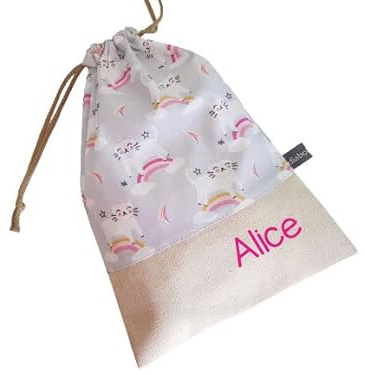 Sac à doudou personnalisable - Chats Licornes - Rose