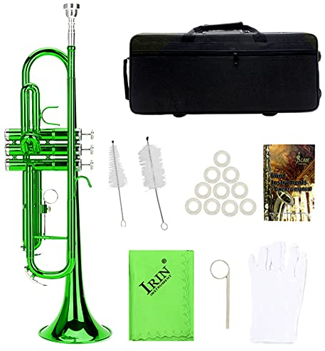 Brass Trompete, Musikinstrument Trompete für Home School Band(Grün)