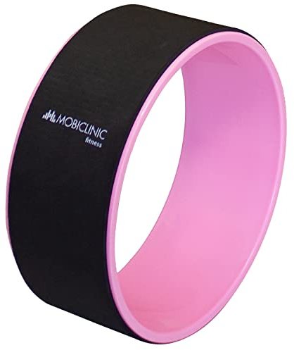 Mobiclinic®, Yoga Rad, Europäische Marke, Verbessert ihre flexibilität und ausdauer, 30 x 13 cm, Anti-rutsch, Multifunktional, Leicht waschbar, Schwarz rosa