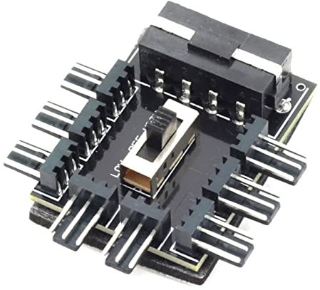 2Pcs Chassis Fan Speed Controller, IDE Molex 1 to 8 Way 12V 3 PIN Cooling Fan Speed Controller Splitter for PC Desktop Computer Motherboard