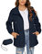 Rapbin Sportjacke Damen Wasserdicht Atmungsaktiv Faltbare Regenjacke Packbar Faltbare Dünne Windbreaker Sportjacke(Navy Blau,XXL)