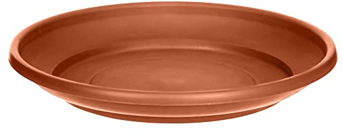 WINSOME Plant Pot Saucer - Heavy Duty Round Plastic Plant Pots Drip Base Tray Indoor & Outdoor Garden Ornament Accessories (27 cm, Terracotta)