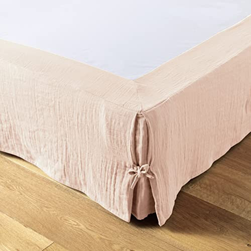 Cache-sommier Gaze de Coton 160 x 200 cm Gaia Rose Clair