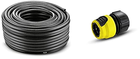 Kärcher 4054278504018 Schlauch Performance Premium 1/2, 50 m & 2.645-194.0 Schlauchkupplung (Universal Plus, mit Aqua Stop) schwarz