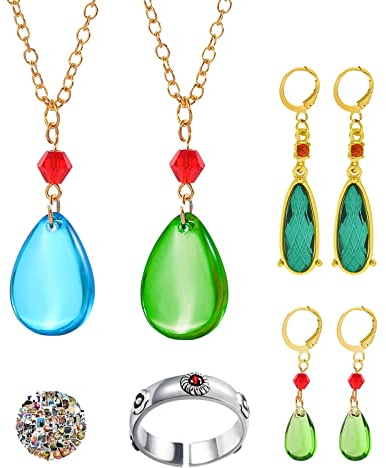 YouU 25-teiliges Howl's Moving Castle Schmuck-Set: Halskette, Ohrringe, Ring & Aufkleber - Anime-Design, Silber, Elegant, Wasserdicht - Damen für verschiedene Anlässe