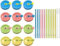 Mason Jar Lids,Regular mouth canning lids,Plastic Regular Mouth Mason Canning Lids with Straw Hole/Plastic Straws/Silicone Stoppers/Silicone Rings/Cleaning Brush,Decorative Mason Jars Caps