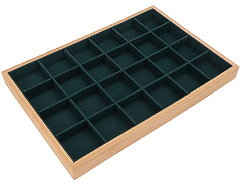 Schmuck-Aufbewahrungs-Display-Tablett 24 Fächer Holz Organizer für Halsketten Armbänder Schmuckdisplay Schaukasten