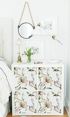 Coloray Möbel-Aufkleber Kallax Regal Set 4x 33x33 cm Selbstklebend Expedit - Weiße Lilie