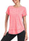 Deaviya Sport T-Shirt Damen, Kurzarmshirt Frauen, Workout Tops Rundhalsausschnitt Athletisch Lässig Laufen Yoga Fitness T-Shirts Locker (DE/NL/SE/PL, Alphanumerisch, XXL, Kirschrot)