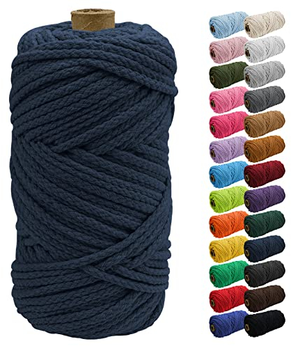Uiopa Makramee Garn 5mm x 90m, Baumwollkordel Baumwollseil Natürlicher Baumwollschnur, Makramee Garn Geflochten für Pflanzenaufhänger, Wandbehang, Traumfänger, Garten, DIY-Projekte