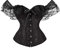 Kelvry Women Sexy Basque Off-Shoulder Lace up Boned Bustier Overbust Corset Tops with Long Sleeve