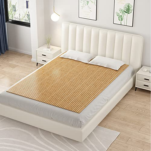 Bamboo Bed Board Roll Up Sleeping Mattress,Wood Bed Support Slats,Foldable Bed Base Mat Pad,Bed Hardening Artifact for Waist Support,Improve Sleep Quality,Customizable (WxL:0.5x1.5M(20x59in))