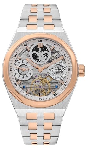 Ingersoll The Broadway Herren-Automatikuhr, 43 mm, mit grauem Zifferblatt und zweifarbigem Armband aus Silber/Roségold