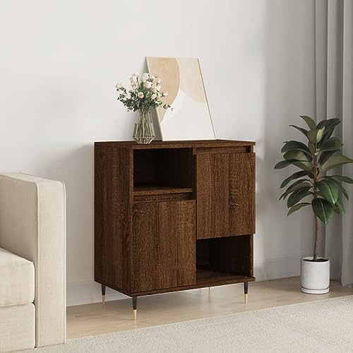 Higsose Sideboard Braun Eichen-Optik 60x35x70 cm Holz Komoda Z Szufladami Kommode Schubladen Comoden Schrank Komodenschrank Schmal Komoda Flur Schrank Buffet