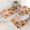 JCAKES Ensemble de 3 tapis de salle de bain de luxe avec imprimé fleurs roses, blanches et dorées