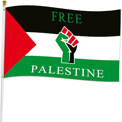 Kunoli Bandera de Palestina de 3 x 5 pies, bandera palestina de poliéster 100D con ojales de latón, apoyo a Palestina, salvar Gaza, regalo islámico para decoración para interiores y exteriores