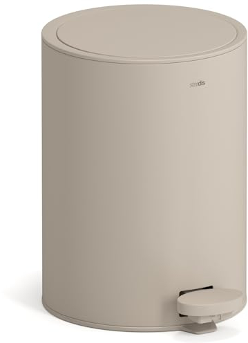stardis 3 Liter Treteimer Edelstahl matt Softclose Klappdeckel leise schließend Inneneimer Mülleimer Abfalleimer Badeimer taupe beige
