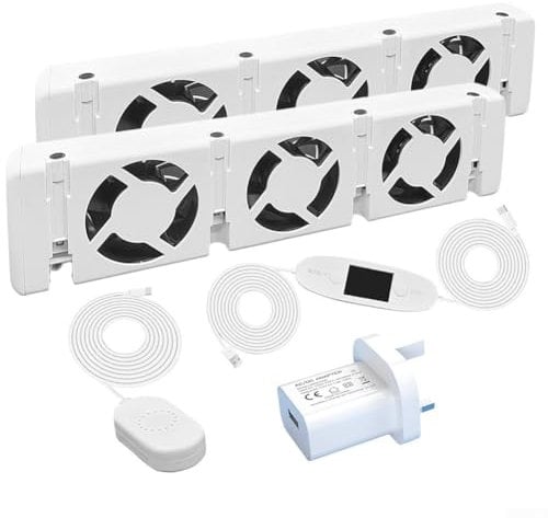 Radiator Fan, 3.0 Radiator Fan Smart Radiator Booster Extension Set Ventilator Fan, Heater Booster For Underheaters And Radiators(D-uo set)