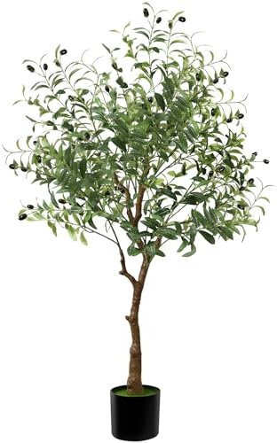 KUOGAS Künstlicher Olivenbaum,120cm Kunstpflanze,Groß Olivenbaum Künstlich Pflanzen,Perfekt als stilvolle Dekoration für Innen- und Außenbereiche