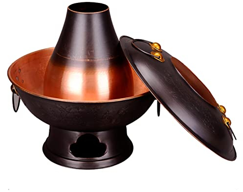 XRYUXECJ Pot au feu Chinois au Charbon de Bois, Hot Pot, avec cheminée, Shabu Pot Hotpot Cooker Batterie de Cuisine Chinoise for Restaurant de fête à Domicile(34cm)