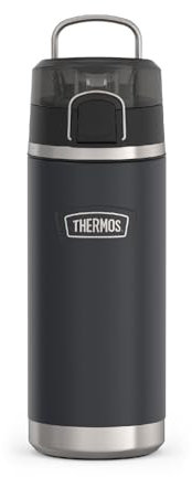 ICON SERIES BY THERMOS - Botella de agua de acero inoxidable para niños con boquilla, 18 onzas, granito