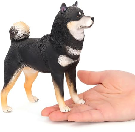Generic Miniature Dog Collectibles Standing Shiba Inu Figur, Realistic Lifelike Animal Statue Home Decoration, Black and White, Polyresin (Black), XJN001