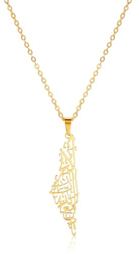 EUEAVAN Palestine Necklace for Women Israel Necklace Israel Palestine Flag Country Map Palestine Map Country Map Outline Statement Jewelry for Men