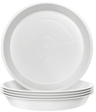 Confezione da 5 sottovasi rotondi da 11,5 cm, per piante da giardino, in plastica, per interni ed esterni, adatti per vasi fino a 10 cm (bianco, esterno 11,5 cm)