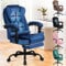 ALFORDSON Ergonomischer Bürostuhl mit Massagefunktion, Fußstütze und 150°-Neigung, Samt-Chefsessel mit SGS-Gasdruckfeder, drehbarer Gaming-Stuhl für Computer-, Wildleder, Schwarz