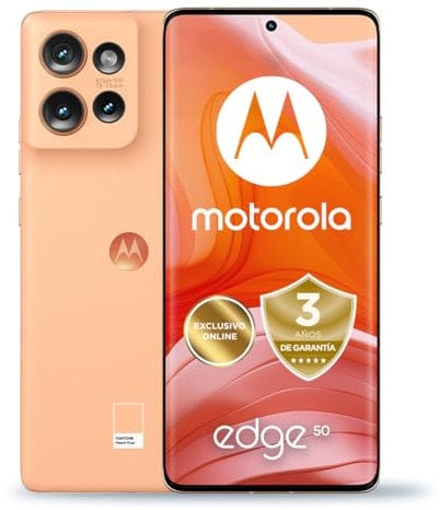 Motorola Edge 50, 24GB (12+12GB RAM Boost)/512GB, España, certificación Militar de Durabilidad, Pantalla 6,7 pOLED 1.5K, cámara 50MP y Zoom Optico 3X, Carga TurboPower de 68 W, Funda, Peach Fuzz