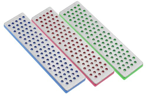 PATIKIL Skischliff Diamantstein 100mm, 3er-Pack 360/500/1000 Körnung Grob/Fein Skikanten-Schleifstein Diamantfeilen Snowboard Schleifstein, Grün/Fuchsia/Blau