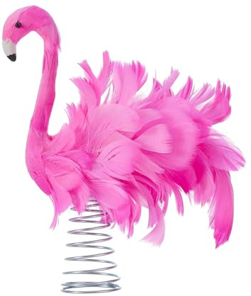Flamingo-Weihnachtsbaumspitze, künstliche Feder, Flamingo-Dekoration, rosa, flauschige künstliche Federn, Weihnachten, Zuhause, Urlaub, Ornament (Rosa, 25 x 23 x 12 cm) (Rosa, 25 x 23 x 12 cm)