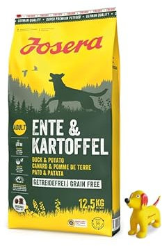 Josera - Hundefutter - Josera Exclusive Ente & Kartoffel - Getreidefreies Premium-Hundefutter - Trockenfutter 12,5 kg + Goodie Quietsche Seppl