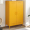 Myheimly Highboard, Sideboard mit 6 Fächern, Kommode Anrichte für Wohnzimmer Schlafzimmer, Schrank Beistellschrank, Industrie-Stil, Stahl Gelb