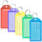 Cozary Porte Clef Etiquette 20 Pièces, Porte Clés Plastique avec Étiquettes en Papier Vierge Lignées Couvercles Transparents et Anneaux Fendus Identificateurs d'articles Robustes, 5 couleurs