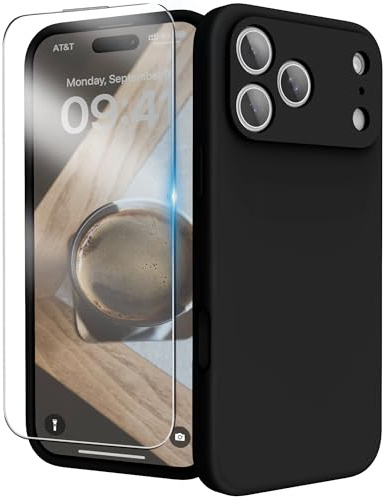 INGIDO für iPhone 17 Pro Max Hülle 6,9 Zoll, Liquid Silikon Hülle Upgraded Kameraschutz Soft Mikrofaserfutter Handyhülle Schutz Case, Schwarz