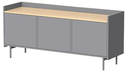 Vicco Mobile tv Velina, Grigio/quercia, 140 x 63 cm con 3 porte
