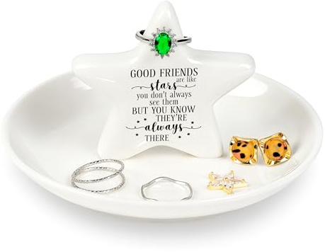 Good Friends Are Like Stars Schmuckständer - Freundschaftsgeschenk für beste Freundin, Geburtstagsgeschenk für sie, Halskette & Ohrring-Organizer-Halter, elegante Schreibtisch-Kommode, Tablett