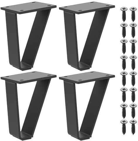 BJBJJIU 4er Set Haarnadel‑Tischbeine schwarz Metall, 10cm, für DIY Möbel