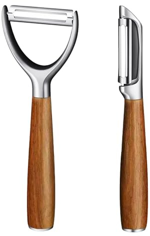 2 Pack Vegetable Potato Peeler for Kitchen,Premium Stainless Steel Potato Fruit Peeler with Real Wood Handle,Ultra Sharp and Durable Blade