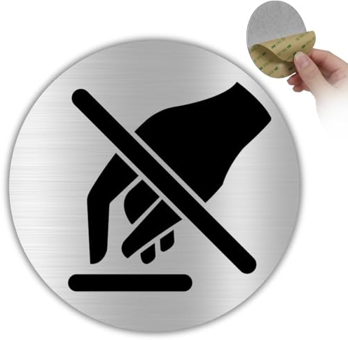 LEIASA | Schild Nicht Berühren - Ø 10 cm - Aluminium - Berührung Untersagt | Verbotsschild Anfassen Verboten, Aufkleber Bitte Nicht Anfassen, Hinweisschild Berührungsverbot, Plakette Finger Weg