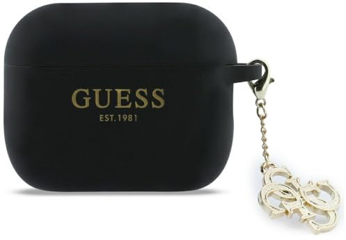 CG Mobile Guess Silikon-Charm-Schutzhülle (4G) für AirPods Pro 3 (Schwarz)