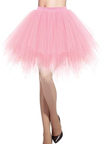 DRESSTELLS Jupon Jupe Ballet Tutu Court en Tulle Couleurs variées, Rose L